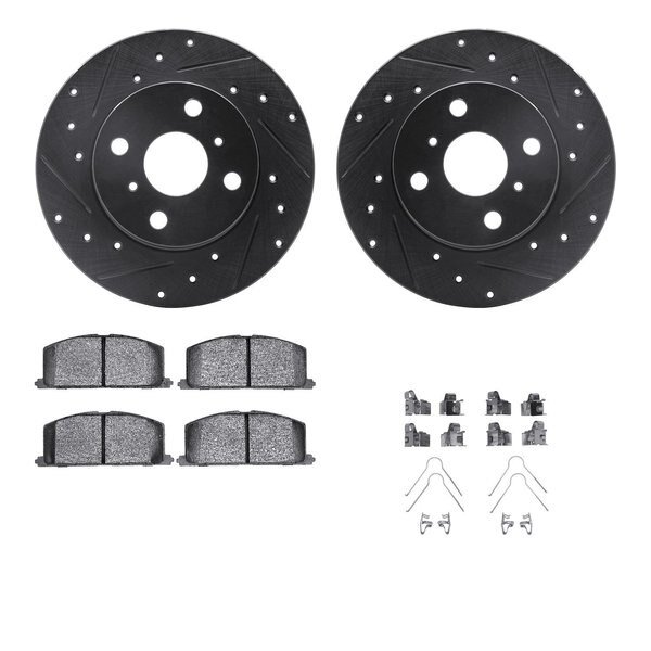 8312-76030, Rotors-Drilled, Slotted-BLK w/ 3000 Series Ceramic Brake Pads incl. Hardware, Zinc Coat, Dynamic Friction Co, Mfr#: 8312-76030